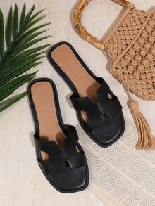 SHUZIA 女士纯色休闲平底凉鞋，百搭风格度假风夏季鞋春季鞋春假复活节度假鞋休闲鞋沙滩鞋