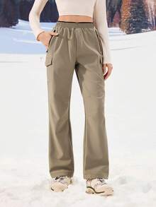 OutZeal 女士防水保暖内衬多口袋灰色户外裤，适合秋冬季露营徒步 - 灰卡其色 - 查看 9