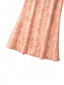 Franclia 女士天鹅绒烧花中长铅笔裙，鱼尾裙摆，冬季款 - 粉色 - 查看 3