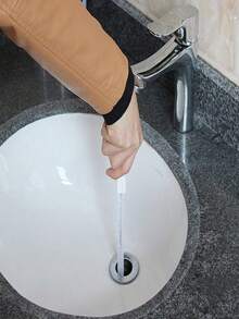 5pcs Drain Brush, Long Drain Blockage Removal Tool, Pipe Brush Cleaner With Nylon Bristles, Sink Drain Cleaner For Bathroom, Kitchen Sink, Bathtub, Shower And Sewer Drain Cleaner, Hair Removal Drain Blockage Remover, Sink Brush, Pipe Blockage Removal Tool, Complimentary Hook - White - View 4