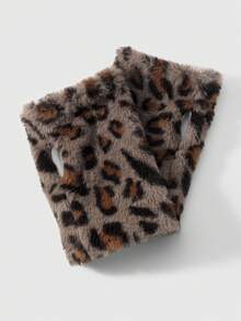 ROMWE Goth 1 Pair Y2K Stylish Retro Chic Casual Warm Faux Fur Leopard Tiger Animal Print Fingerless Gloves, Suitable For Women, Daily Wear, Holiday Gift - Coffee-4 - View 9