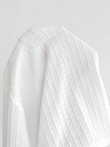 SHEIN Bộ 2 món áo thun dài tay cổ tròn trơn màu đơn giản cho bà bầu và quần dài, mùa thu - trắng - Xem 7