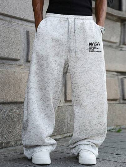 Pantalones de chándal de pierna ancha con cordón en la cintura para hombre, pantalones deportivos de ajuste relajado con cintura atada, regalo para esposo/novio, vuelta al colegio