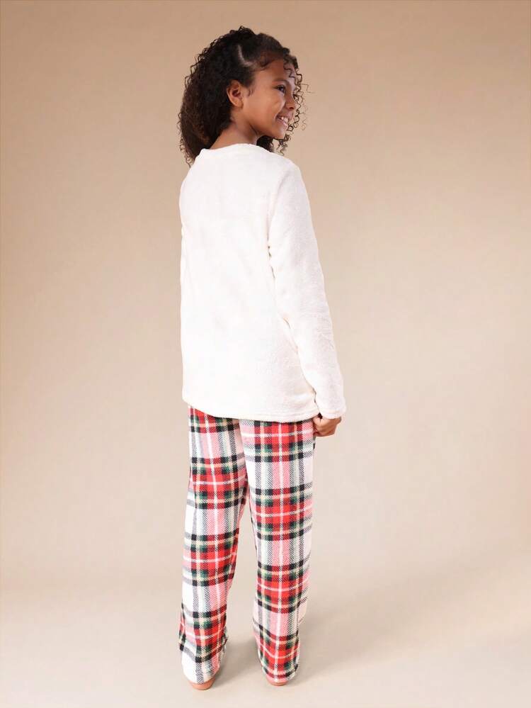 Christmas Reindeer Top With Plaid Pants