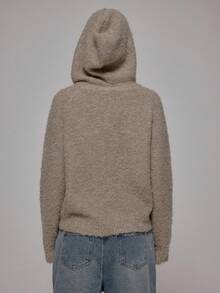 MUSERA Fluffy Knit Oversized Hoodie  Fall Autum Winter Streetwear Cool Girl Y2K Everyday Casual Sepia - Apricot - View 2