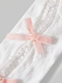 ROMWE Kawaii 1 件粉色蕾丝披肩带蝴蝶结女式披肩袖口手套袖子用于装饰、防晒、万圣节情人节装扮 - 粉色 - 查看 3