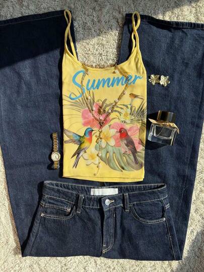 Glimmora Women's Sleeveless Casual Floral Print Vintage Summer Camisole