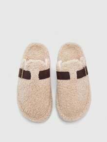 Aloruh Zapatos tipo mule con hebilla decorativa, de punta redonda, planos y versátiles para damas, modelo otoño 2025 - Albaricoque - Ver 5
