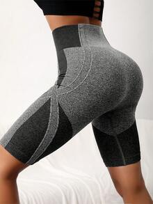 Gameset SHEIN Sport Two Tone Tummy Control Sports ShortsWomen Sweat Short, Gym Short, Biker Short - Dark Grey - View 2