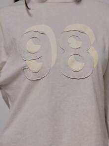 MUSERA 寬鬆長袖圖案破舊上衣 秋季街頭風酷女孩 Y2K 日常休閒 - 淺灰色 - 查看 6