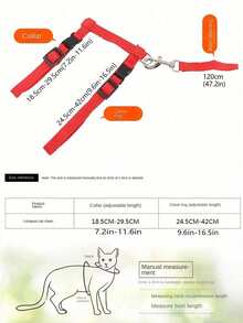 1pc Cat Harness And Leash, H-Style Cat Walk Strap Chest Collar For Pet Cat - Multicolor - View 3