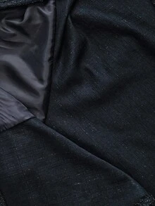 SHEIN Abrigo de lana con cuello vuelto, manga larga, doble botonadura y dobladillo con volantes en bloques de color para niña preadolescente - Negro - Ver 6