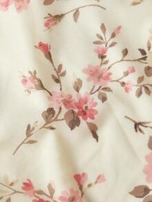 SHEIN MOD Floral Print Romantic Ruffle Hem Fitted Elegant Mid-Length Dress For Women - Multicolor - View 3