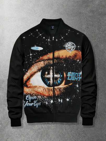 Veste zippée imprimée décontractée unisexe, style de rue