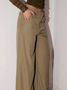 Bris Aura MUSERA Business, Office, Work Loose Fit Tailored Pants Old Money Spring Work, Office Fall Autumn Winter - Army Green - View 5