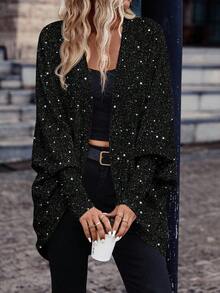 SHEIN Frenchy Casual Minimalist Style Faux Rhinestone Flat Print Pattern Women's Lightweight Printed Jacket, Suitable For Autumn/Winter, Old Money Style, Retro Style, Versatile, Collegiate, Back To School, Party, Gathering, Country Style Spring - Multicolor - View 4