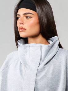 MISSGUIDED Light Grey Full Zip Sweatshirt Jacket With Funnel Neck And Long Sleeves For Casual Fall Winter Wear - Grey - View 6