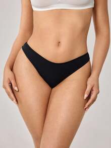 Ocili 5 件装 女士纯色舒适丁字裤 - 黑色 - 查看 8