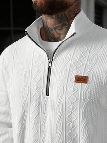 Manfinity Homme Men's Letter Graphic Zip-Up Casual Pullover Pullover Sweatshirt Men Zip Up Mens Casual Tops - Grey - View 5