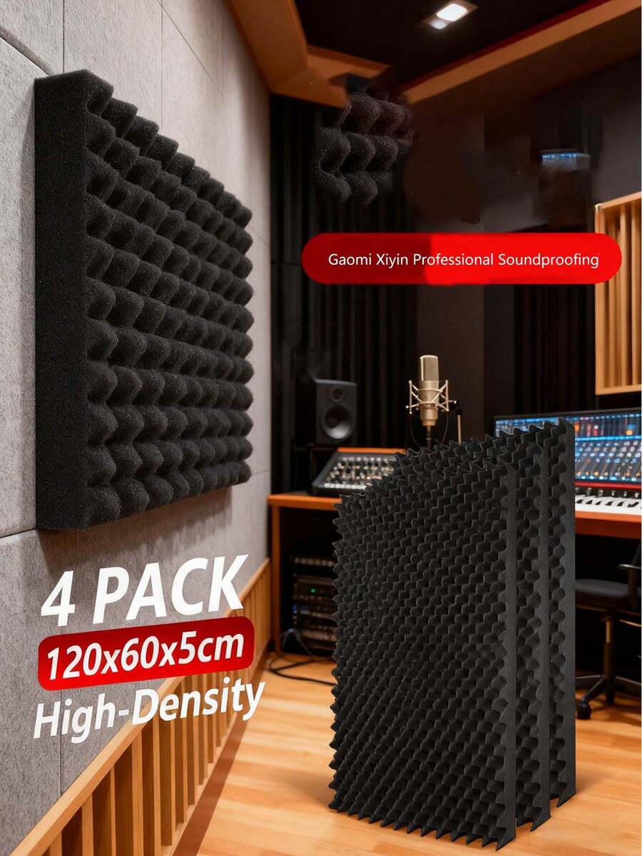 4-Piece Sound Insulation Foam 60 * 120cm Studio Sound Insulation Treatment 3-Color Sound Insulation Sponge Pad High-Density Sound Absorption Material - Multicolor - View 1