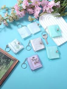 1/2英寸迷你相册,情人节照片收纳,带钥匙扣,口袋式相册钥匙扣,可存放照片,情人节礼物,婚礼照片,钥匙扣相册,包包挂件,可存放头像照、证件照,透明相册收纳册,照片收纳,可爱礼物 - 彩色 - 查看 7