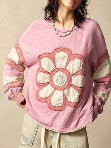 Bohemela 波西米亚风圣诞新年复古休闲拼接圆领长袖宽松女式卫衣，冬季 - 彩色 - 查看 8