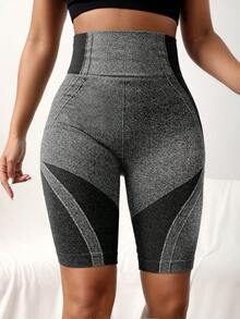 Gameset SHEIN Sport Two Tone Tummy Control Sports ShortsWomen Sweat Short, Gym Short, Biker Short - Dark Grey - View 6