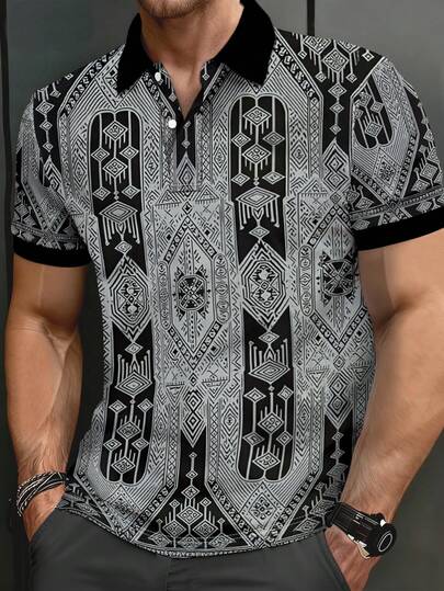 Manfinity Dauomo 男士印花 Polo 衫，休闲又不失成熟魅力