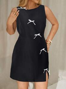 Auralis Váy cỡ lớn dành cho nữ, Phiên bản mới năm 2025: Váy ngắn công sở phong cách Bohemian Siren - Váy không tay màu be pha trộn vải lanh-cotton có chi tiết nơ, Váy chữ A mùa hè từ trang phục công sở đến trang phục cuối tuần, Trang phục nghỉ lễ cho nữ Quần áo mùa hè dành cho nữ Váy mùa hè dành cho nữ Quần áo Boho dành cho nữ - màu đen - Xem 6