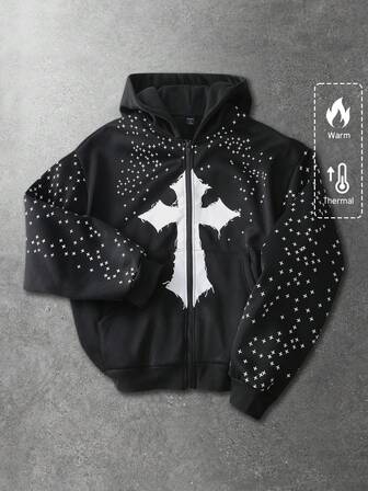 Felpa con cappuccio a maniche lunghe con stampa da donna