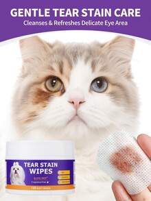 PETSIN Fragrance-Free Tear Stain Wipes For Dogs & Cats - 100 Count, Gentle Eye Cleaning Pads For Daily Use, Removes Crust & Dirt, Alcohol-Free & Soothing Formula