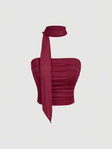 SHEIN MOD 3件套围巾系带褶皱修身针织吊带背心女装 - 彩色 - 查看 8