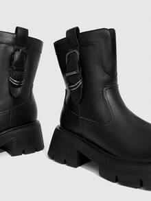 Daringsoles Sepatu Bot Ankle Wedge Sol Tebal Serbaguna untuk Wanita, Cocok untuk Hari Valentine - Hitam - View 13