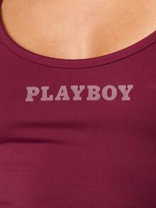 Missguided x Playboy 酒红色吊带背心和阔腿裤两件套，圆领设计 - 酒紅色 - 查看 5