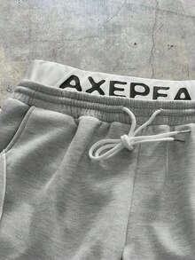 AXEPEAK 男士极简图案圆领长袖套头卫衣和长裤套装