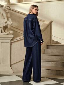 Selenza Women's Fashion Commuter Denim Top And Pants Set