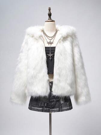 Grunge Punk Chaqueta de piel sintética con estilo Y2K para mujer