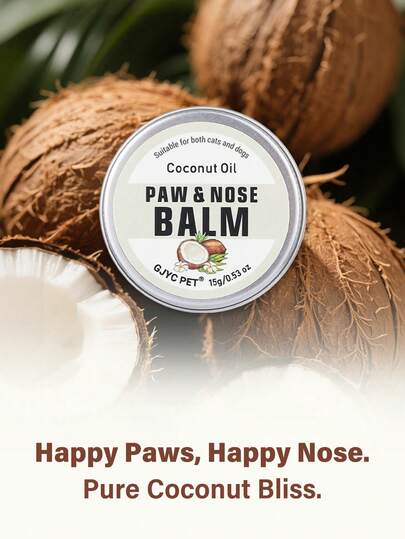 PETSIN Coconut Pet Nose & Paw Balm - 0.53 Oz, Soothing Moisturizer For Dry Cracked Noses And Paws, Natural Healing Ointment For Dogs & Cats, Vegan & Cruelty-Free