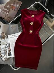 Franclia Elegancka sukienka damska bez rękawów z kwiatowym wzorem i okrągłym dekoltem, letnia