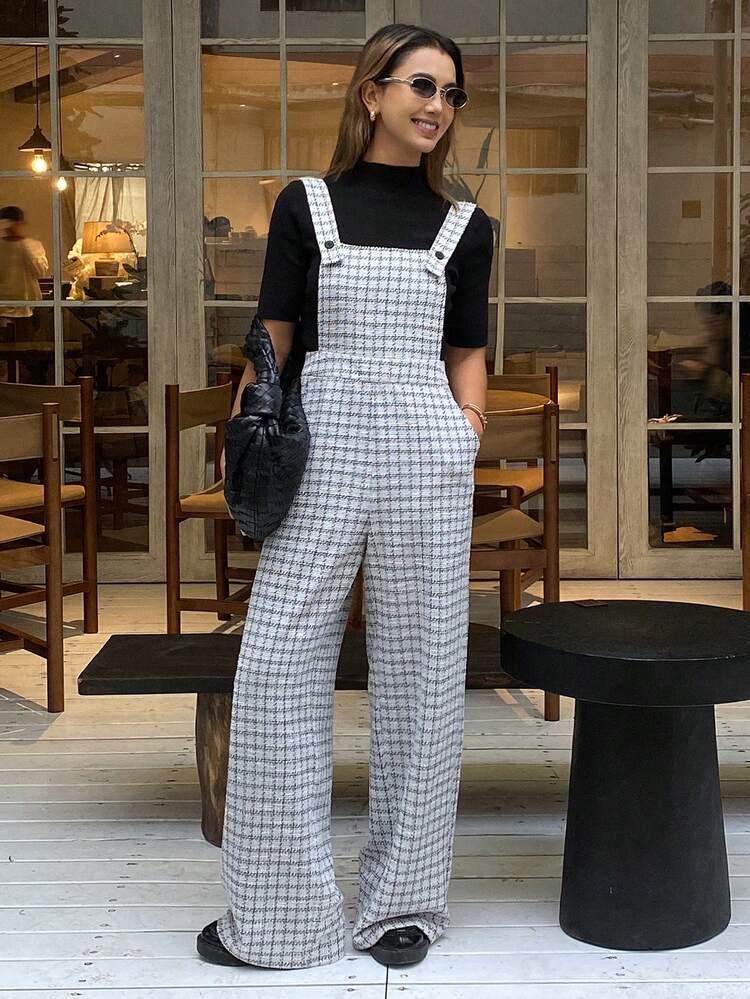 Women's Elegant Plaid Jumpsuit Casual Spring Autumn Jumpsuit For Women Lounge Sets For Women