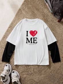 SWAVVY 男士休闲印花长袖圆领T恤 - 黑與白 - 查看 7