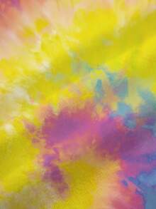 SpongeBob SquarePants | SHEIN Camiseta de manga corta con cuello redondo en tallas grandes con estampado de teñido anudado y de dibujos animados - Blanco - Ver 5