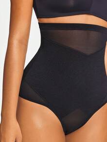SHAPORA Seamless High-Waisted Thong Shapewear Short Body Shaper Butt Lifter-Tummy Waist Control - Black - View 5