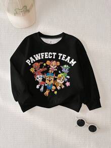 SHEIN | PAW Patrol 年轻女孩秋季休闲卡通图案卫衣 - 白色 - 查看 1