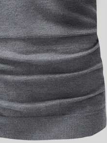 Calvornis Suéter casual y versátil de hombre con bloques de color y parches - Gris - Ver 4