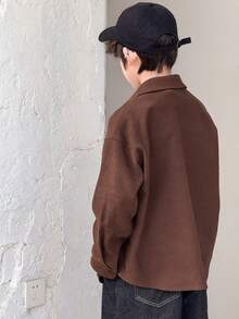 DAZY Tween Boy Solid Color Button-Front Casual Long Sleeve Shirt