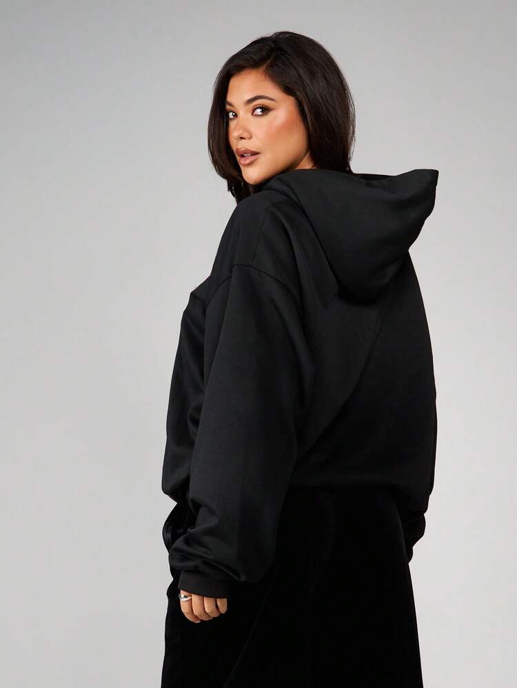 Missguided x Playboy Oversized Washed Hoodie With Large Pink Bunny Logo Print And Rhinestone Studded Details For Casual Winter Streetwear