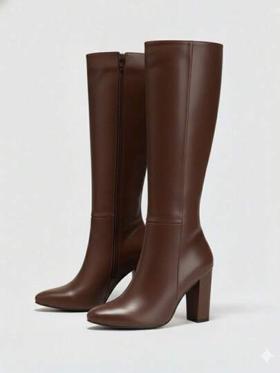 Botas de mujer botas altas calzado estilo guay clamour clasico básico botas de tacón cono para mujer todas las temporadas del año calzado para dama de lujo sexy material premium casual botas con suela antideslizante acojinadas botas altas media  pierna para fiestas  festivales trabajo colegio botines botas largas casuales botas womens boots shoes Willows1