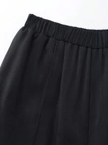 Franclia 女士春秋季休闲套装，约会装，通勤装 - 印花拼接衬衫和黑色阔腿裤两件套 - 彩色 - 查看 7