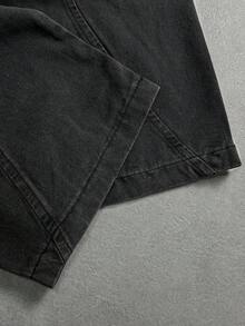 Manfinity ZONE917 Men Fashionable Solid Color Loose Fit Casual Jeans - Black - View 3